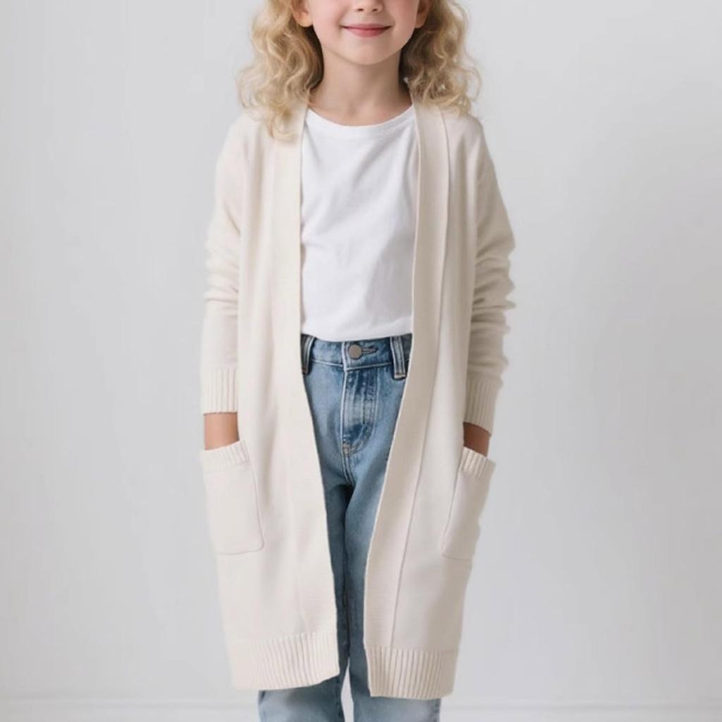 Damenmode - Farbiger übergroßer Strickcardigan mit Tasche, langer Pullover, Freizeitjacke