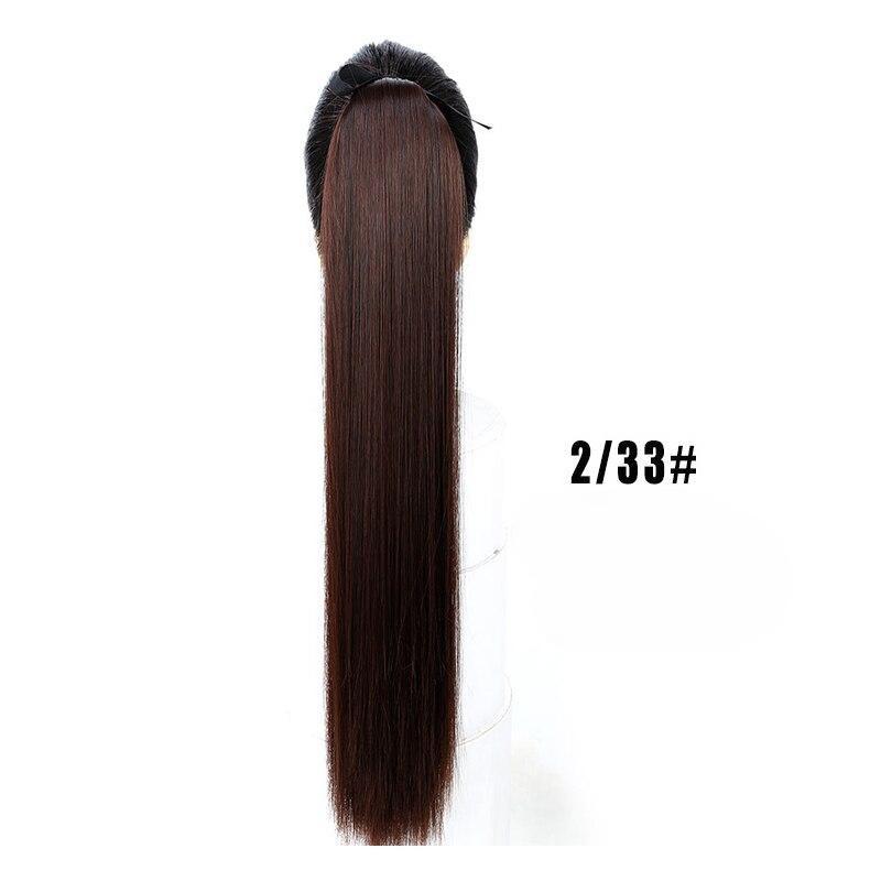 Parochňa do copu 80CM Extra dlhá rovná šnúrka so šnúrkou Cop Syntetické predlžovanie vlasov Čierna Hnedá Copík z tepelne odolného vlákna LUPU