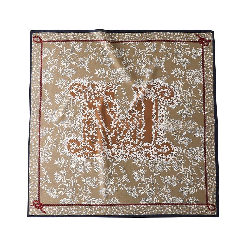 100% Mulberry Silk Crepe De Chine 65 Maillard Cashew Square Scarf Women's Thin High-end Light Luxury