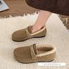 Soft-soled, flat-bottomed pedals, fluffy retro women's outer velvet Doudou four-season warm cotton shoes