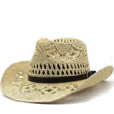 European and American Spring and Summer New Hollow Hand-woven Big Eaves Papyrus Jazz Hat Outdoor Beach Sunscreen Straw Hat Tide