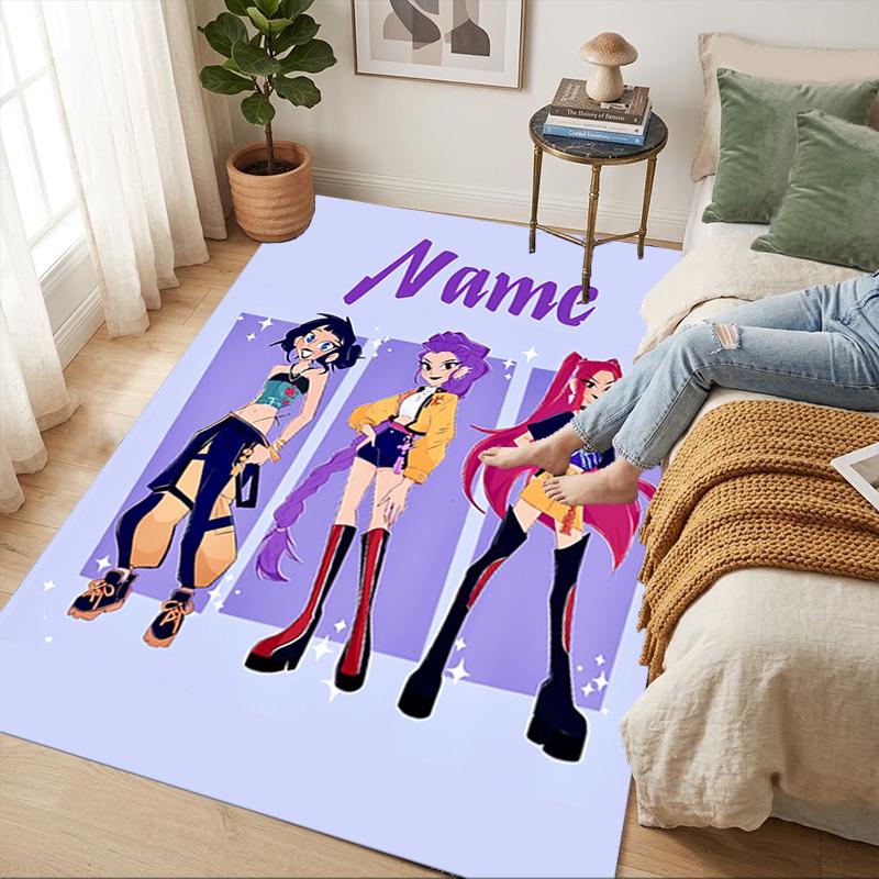 Personalized Name Huntrix Name Living Room Non-Slip Area Rug Soft Carpet for Bedroom Playroom Sofa Office Home Decor Doormat