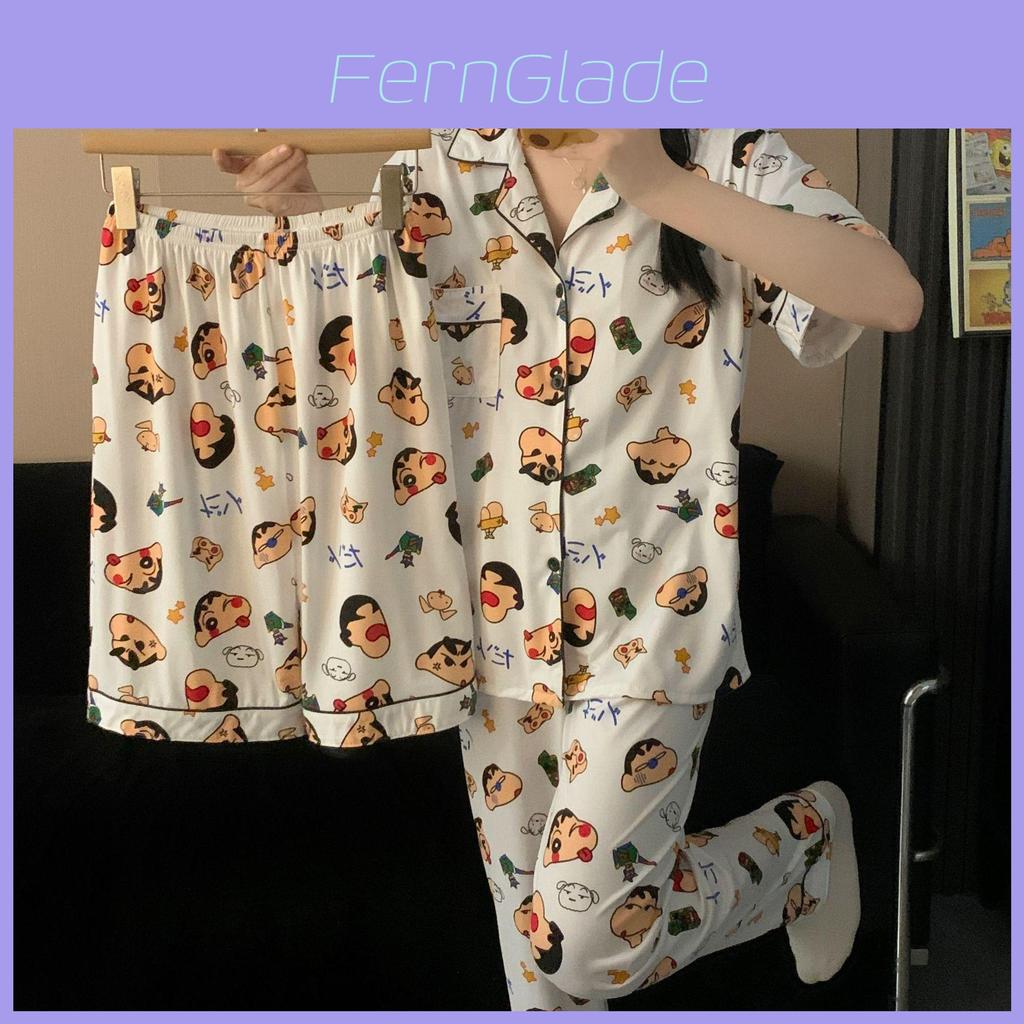 Cartoon Summer Sleepwear Set For Men And Women With Milk Silk Fabric Breathable Lounge Wear