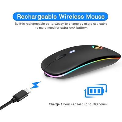 24G Wireless Mouse Ultra Thin Silent Portable Optical Mouse with RGB LED for PC Laptop Tablet Computer Gaming Office Accessories
