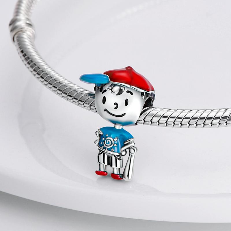 Lovely Robot Dangle Charms Girl Boy Mechanic Bot Bead Fit Original Bangle Bracelet Necklace Copper Pendant Jewelry