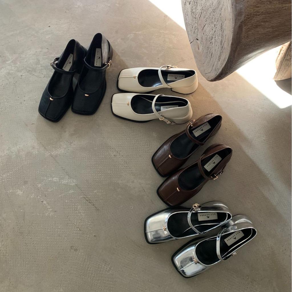 2025 spring and autumn new fashion versatile French thick heel high heels women's shoes square head evening single shoes Mary