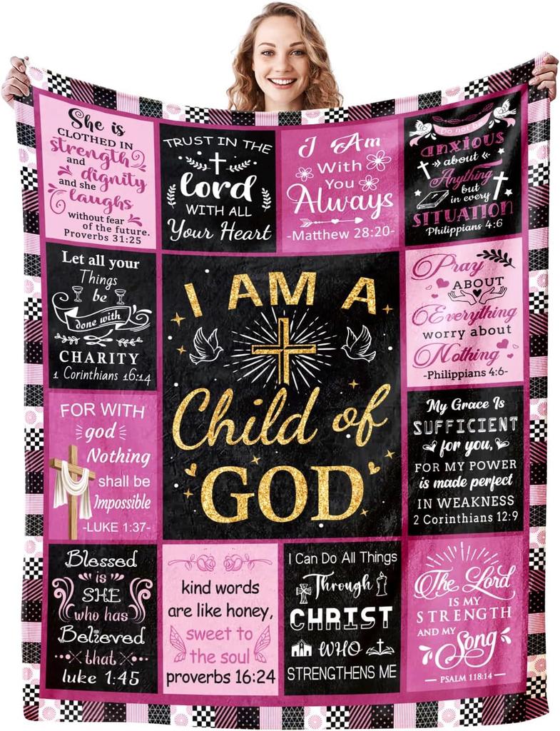 Inspirational Christian Throw Blanket for Women  Men  Soft Warm Religious Gift X