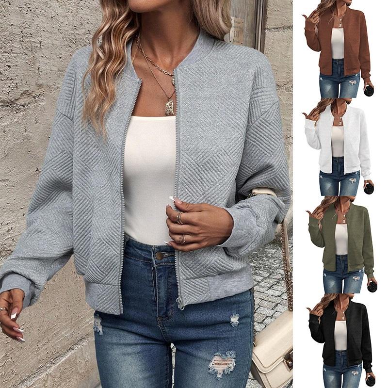 Ladies' Casual Stand Up Collar Zipper Jacket