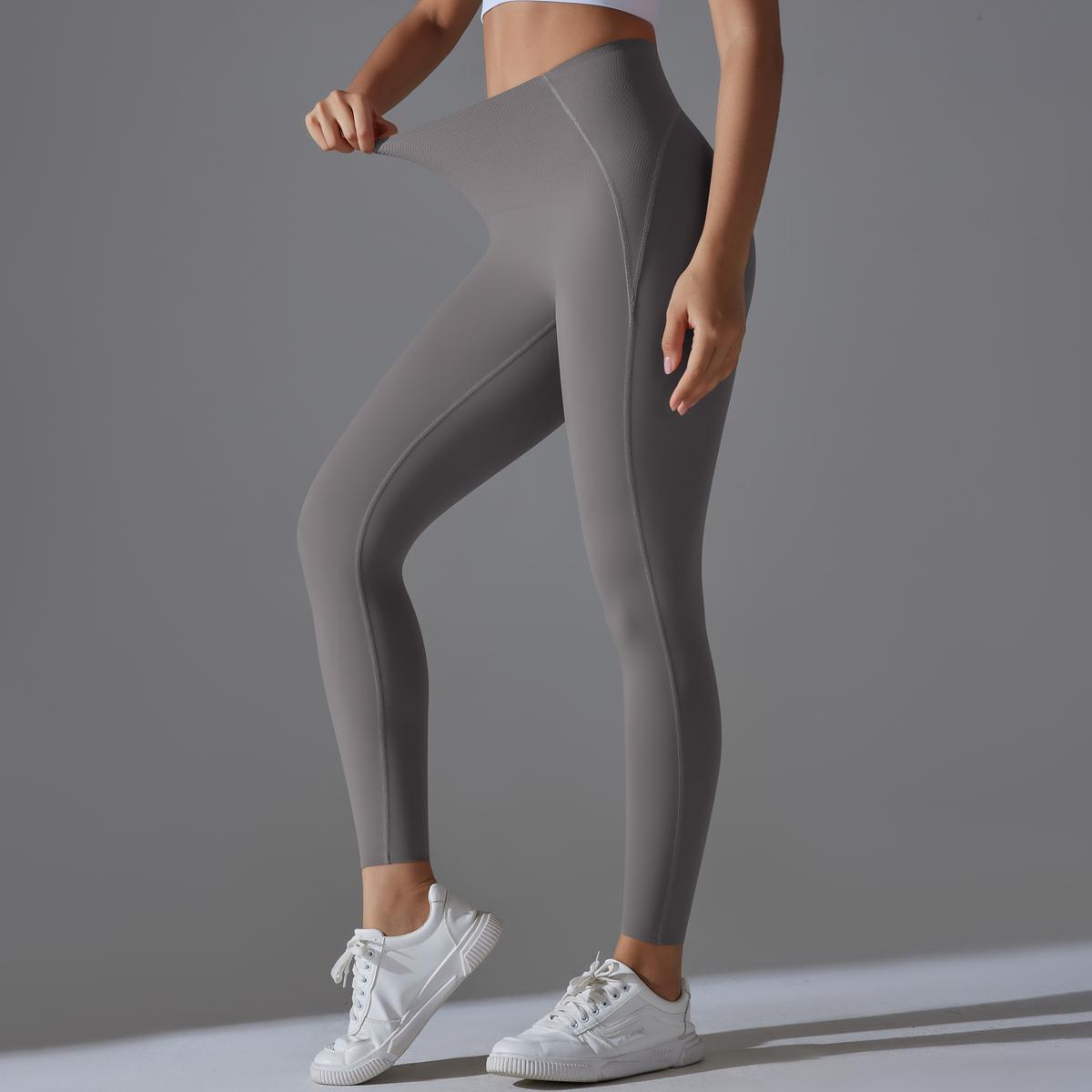 

Nessaj Жіночі легінси для йоги в тренажерному залі. Однотонні штани для тренувань. Еластичні легінси для фітнесу Push Up XL сірий