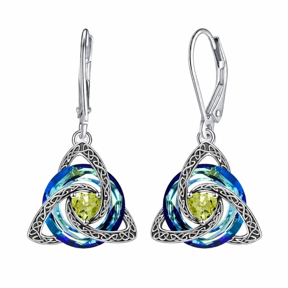1 Pair 12 Birthstone Option Celtic Knot Earrings Stainless Steel Pendant Earrings Daily Wear