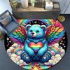 1pc Soft, Absorbent & Non Slip Cute Little Bear with Wings Round Rug Soft Circle Rug for Living Room & Bedroom Decor, Chair Mats, and Unforg
