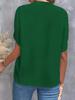 2024 Summer Fashion Women's V-neck Loose Solid Color Casual Top