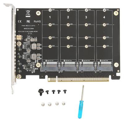M.2 PCIE Adaptörü NVMe M.2'den PCIe 4.0 X16 Protokolüne 4 Yuvalı SSD Aktarım Genişletme Kartı M.2 RAID X16