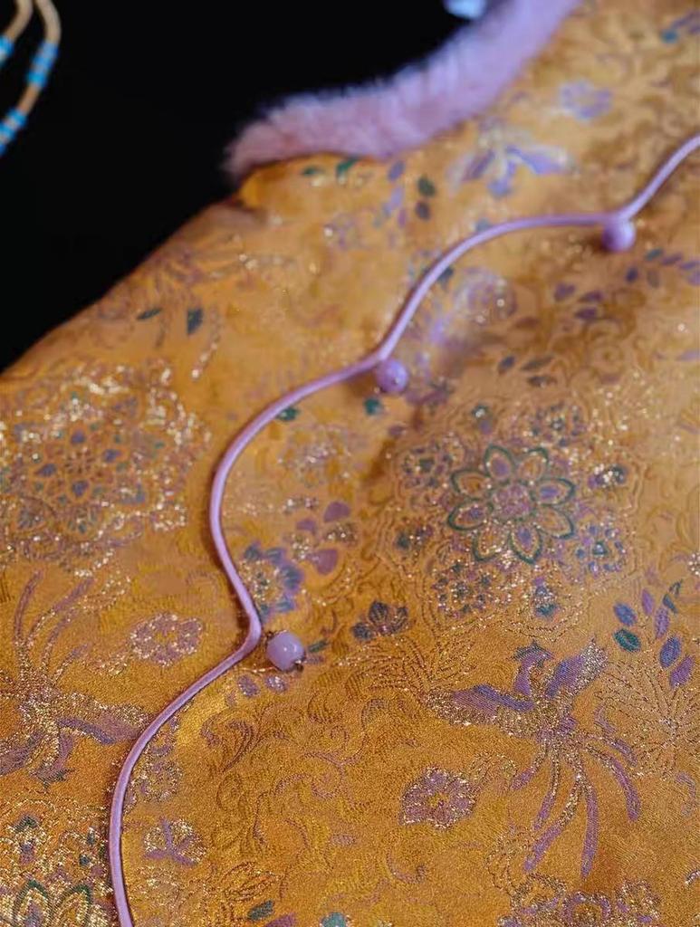 Girls' Chinese Style Cheongsam Dress with Hanfu Padded Vest for Autumn/Winter - New Year's National Style Clothing