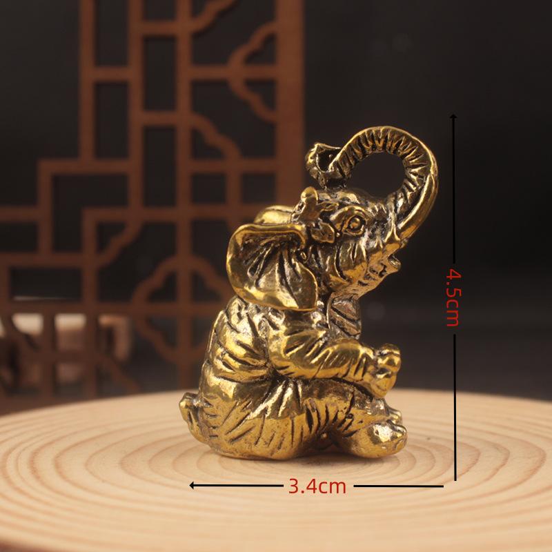 Small Ornament Copper -Attracting Water Treasure Bowl Elephant Wealth-Inviting Craft Living Room Home Deco