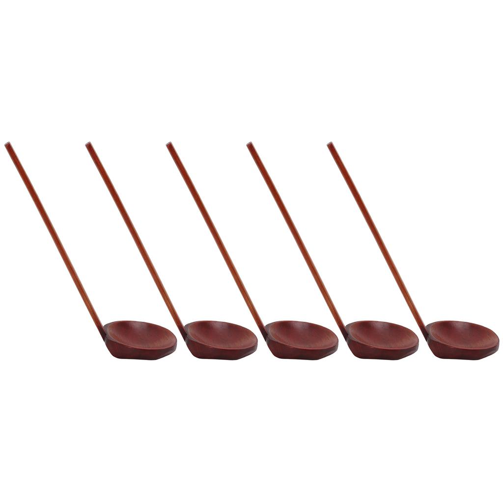 5Pcs Wooden Spoons Sturdy Handle Hand Polished Smoother Light Weight Japanese Tortoise Shell Spoon for Restaurant