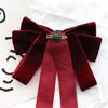 Vintage Velvets Bows Tie Brooch Pin for Women Rhinestones Pearls Uniform Pre Tied Bowknot Corsage Necktie Accessories