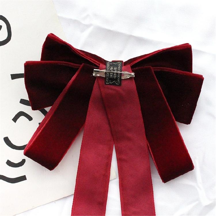 Vintage Velvets Bows Tie Brooch Pin for Women Rhinestones Pearls Uniform Pre Tied Bowknot Corsage Necktie Accessories