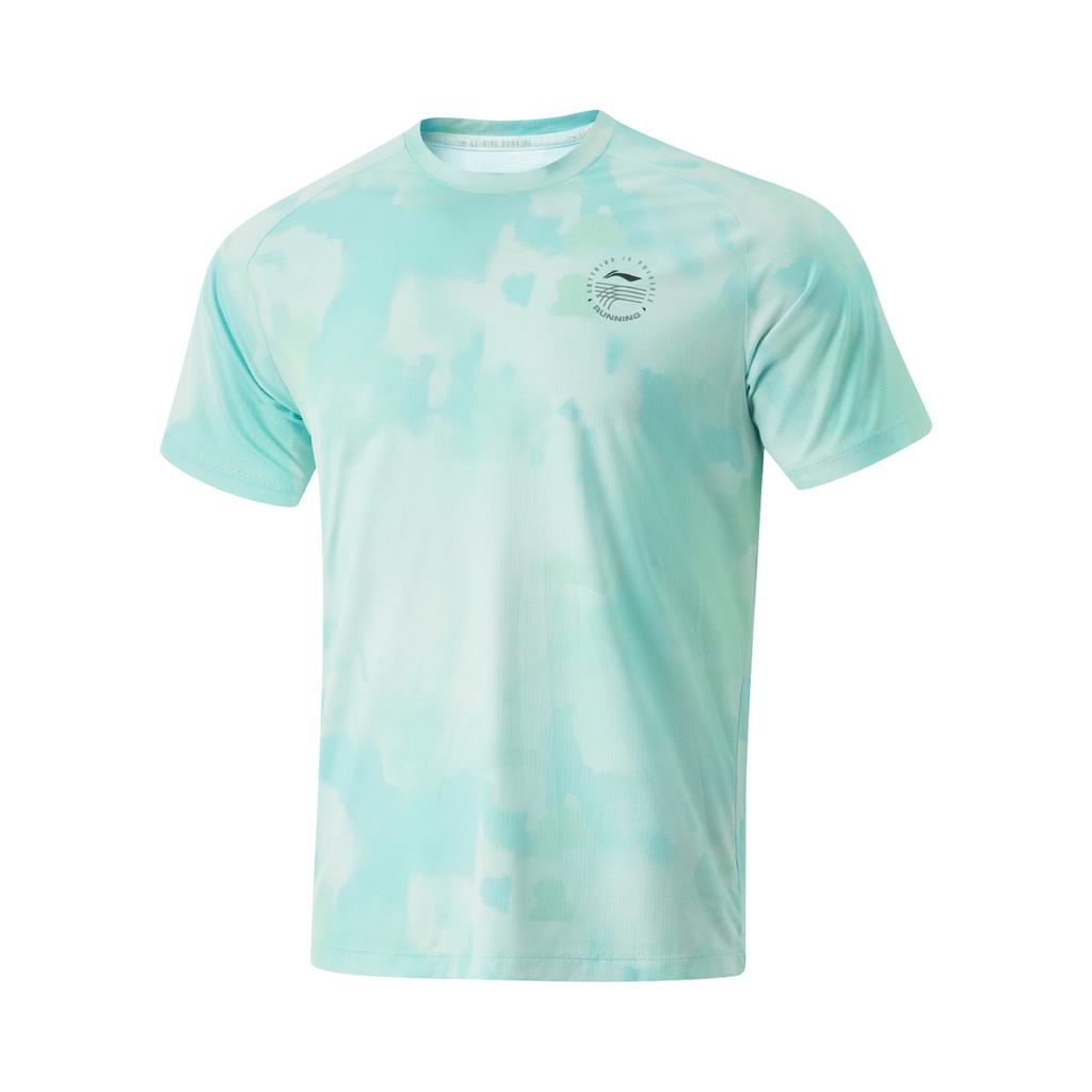 Li Ning Running Series Sport Leisure Color Block Simple Round Neck Pullover Printed Short Sleeve T-Shirt Men Tops ATSV091-2