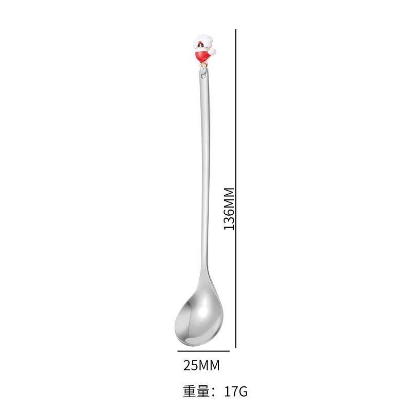 6PC Gift Box Christmas Tree Elk Coffee Stirring Spoon Dessert