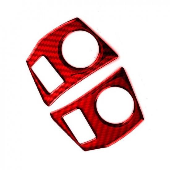 Red Carbon Fiber Steering Wheel Button Frame Cover Trim For Toyota Corolla 14-18