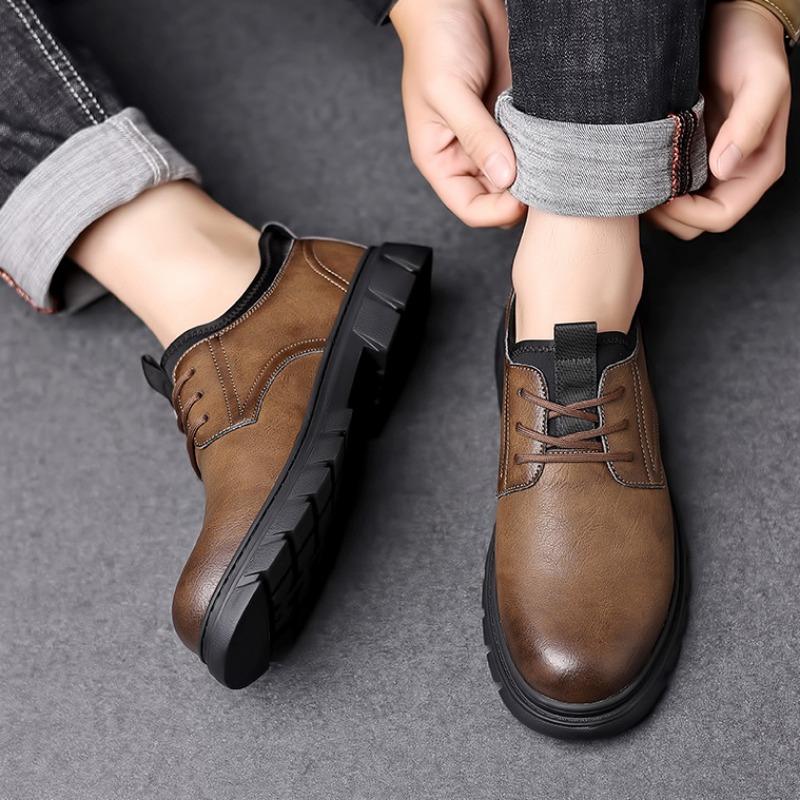 Herrenschuhe Herbsttrend Neue Business Casual Lederschuhe Herren Arbeitsschuh mit dicker Sohle Schnürschuh Sapato Social Masculino