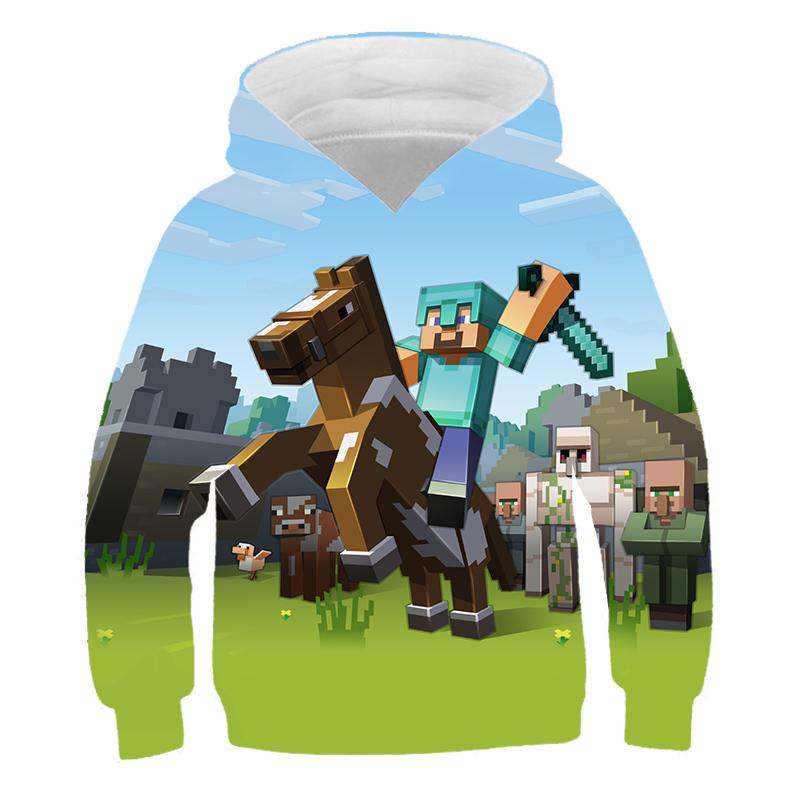 2025 Nové Minecraft Pop Mikiny Dětské T Mikina Kawaii Zombie Kreslené Chlapecké a Dívčí Topy Oblečení 4 5 6 7 8 9-14 Let