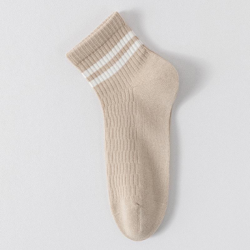 Men's Summer Thin Stripe Breathable Sweat Absorption Deodorant Anti Pilling Boneless Sports Socks