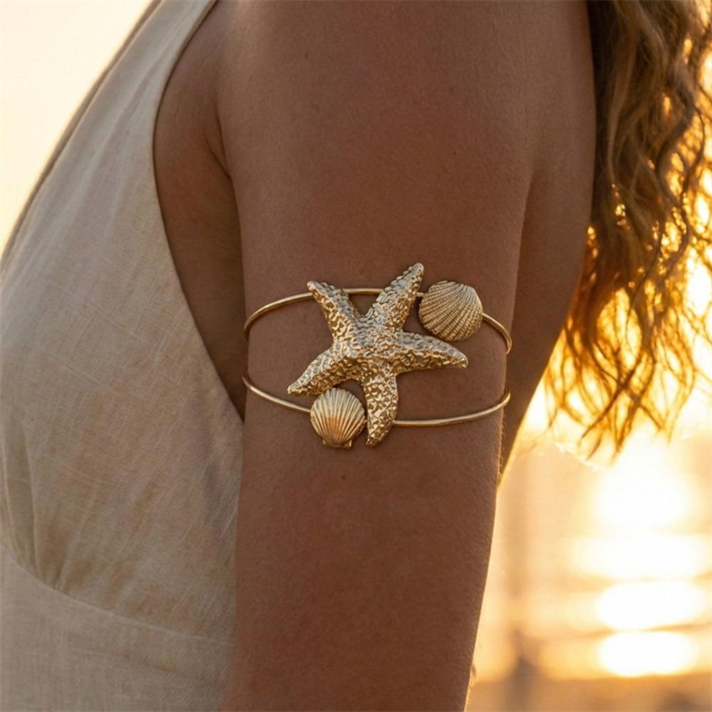 Scallop Shape Starfish Arm Jewelry Gold Arm Cuff Elegant Arm Cuff Bracelet Women 2