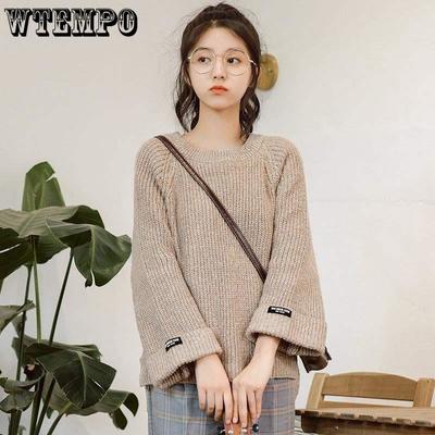 Women's Sweater Loose Outside Sweater Korean Pullover Slouchy Style Sweater Vintage Heavy Knit Top
