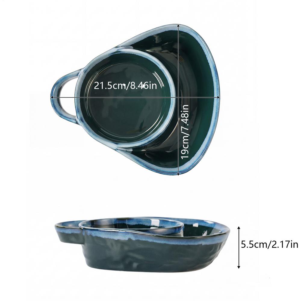 

Divided Cereal Bowl 2 Pieces Ceramic Divided Anti-Soggy Dishes Large Cereal Bowls For Kids Adults Party School Lunch Picnic Work красный