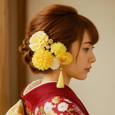 Japán stílusú virágos hajtűk Virágos kézzel készített japán kimonó hajtűk Vintage szövetrojtos hajpálca Kimonó kiegészítő