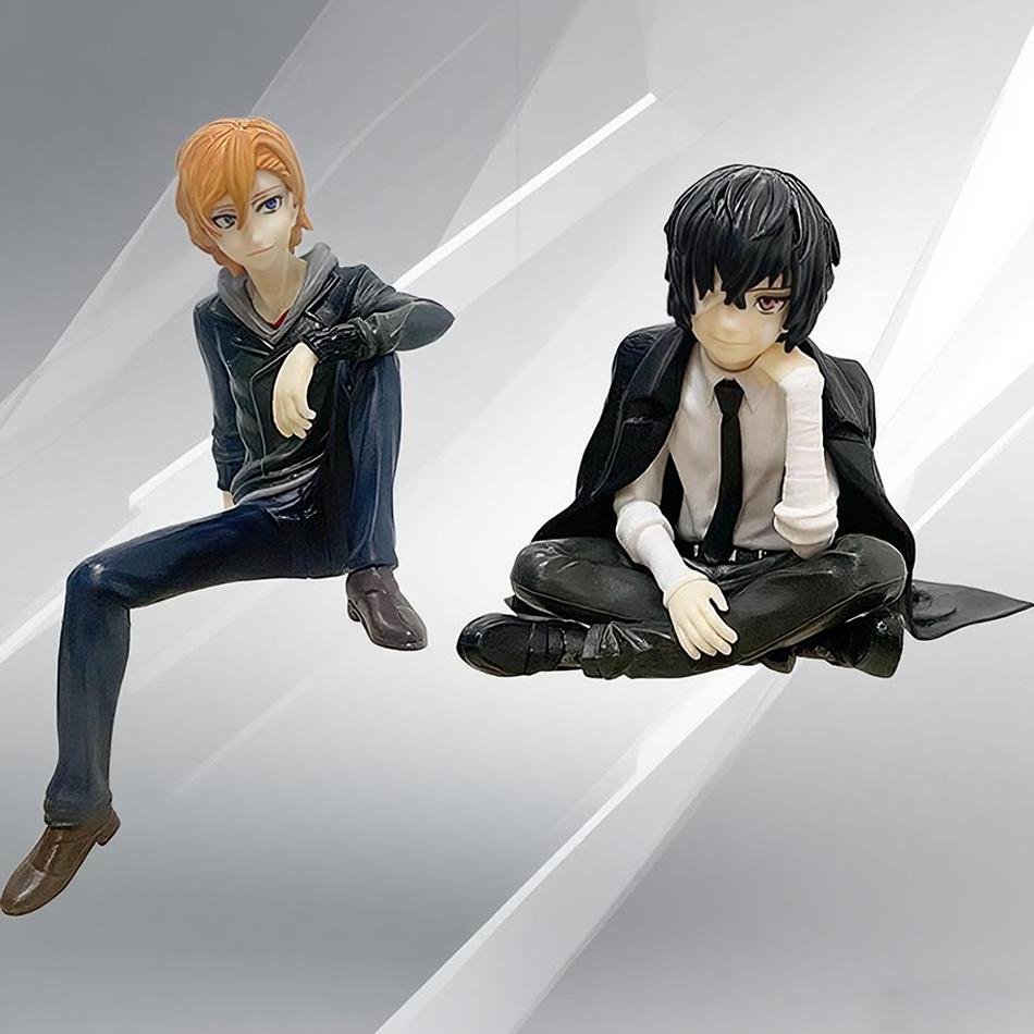 New Bungo Stray Dogs Dazai Zhi Nakahara Chuya Sitting Posture Anime Figure PVC Action Figures Model Anime Carto On Model Toy Gif
