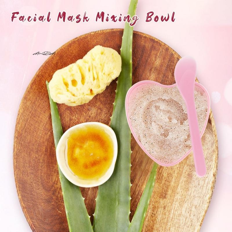 3/6 Sets Heart-Shaped Facial Mask Mixing Bowls with Scraper - Plastic DIY Skin Care Tools for Family And Salon Use