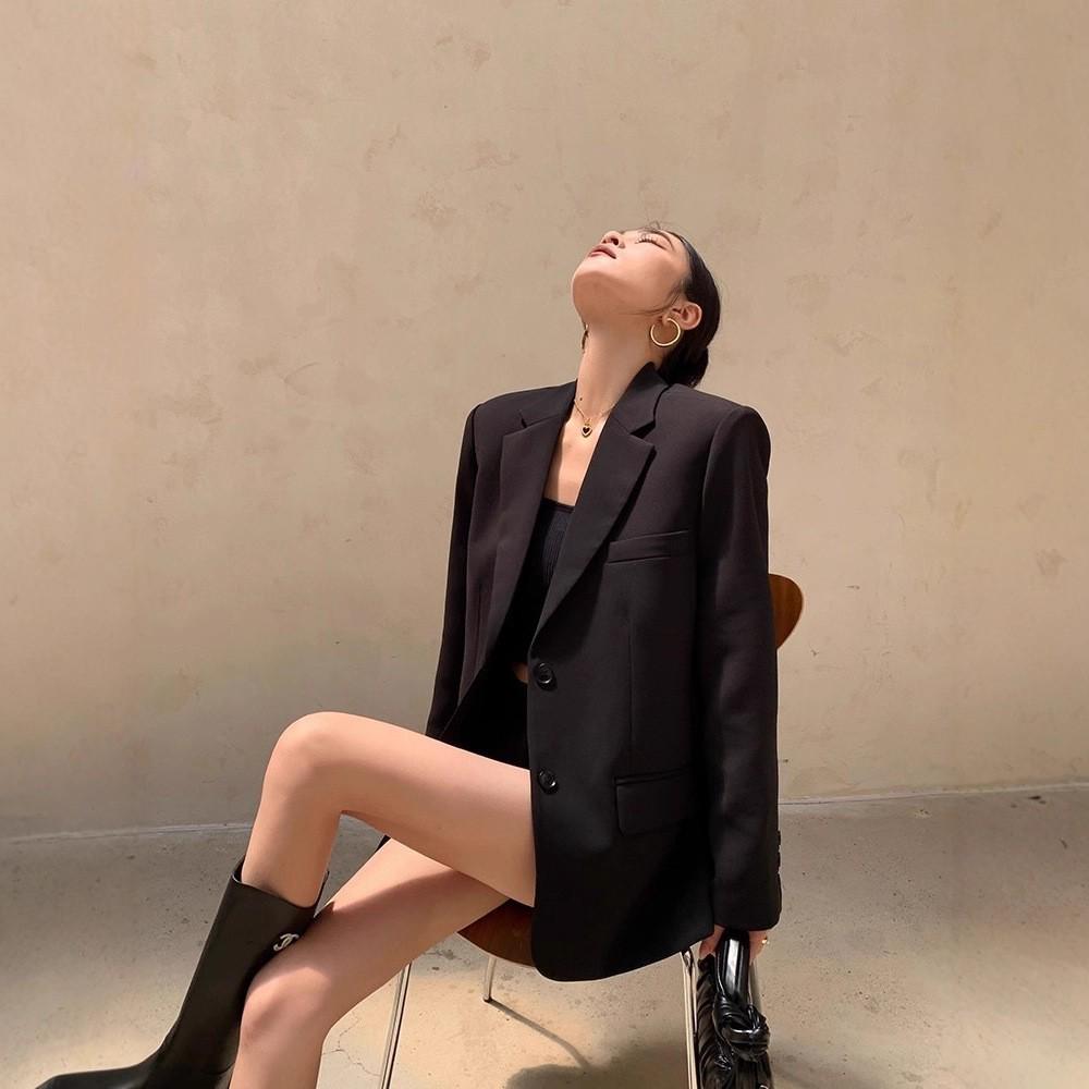 Женский черный пиджак, Маленький размер, Весна/Осень 2025, Высококачественный повседневный стиль, Маломерит S чёрный