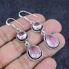 Natural Pink Kunzite Gemstone Handmade 925 Sterling Silver Earring 2.17" K2v66