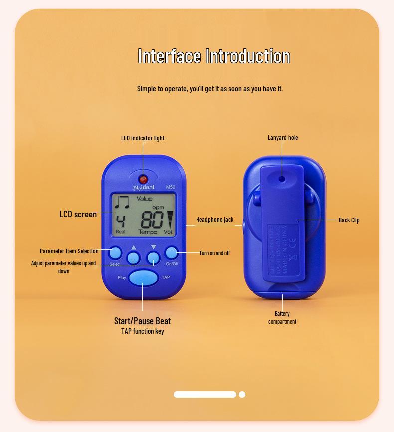 Wonderful M50 Mini Metronome: Electronic Rhythm Keeper for Piano, Guitar, Violin, and Guzheng.