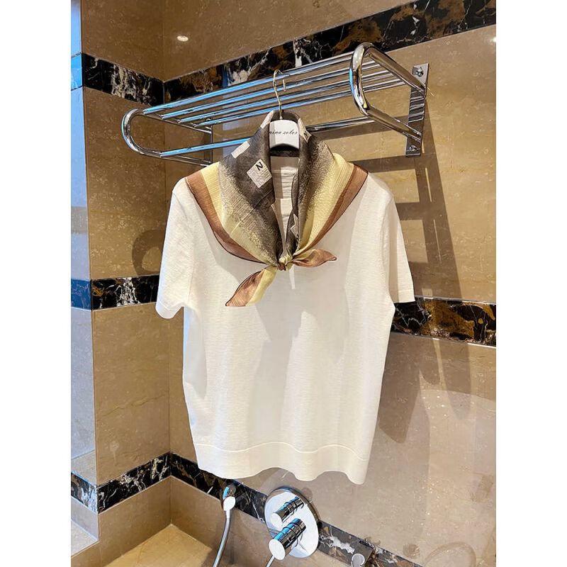 NINA SOLOR Vintage Plaid Silk Square Scarf