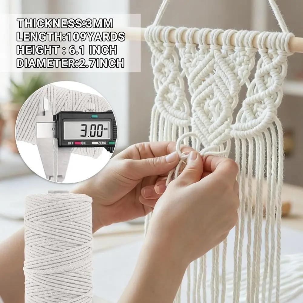 New 3mm Macrame Cord Soft Eco-friendly Colored Cotton Rope Knotting and Weaving Rope Home Decor