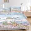3pcs Cinnamoroll & Friend Theme Printed Quilt Set - Soft and Comfortable Quilt Cover for Bedroom, Guest Room and Dormitory Decorative Beddin