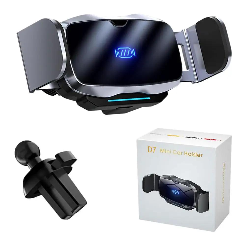 

D7 Автомобильный электрический держатель для мобильного телефона Металлический индукционный держатель-клипса для воздуховода Открытие воздуха Магическое крепление Закрывающийся телефон Навигация H I9R7 серебряный