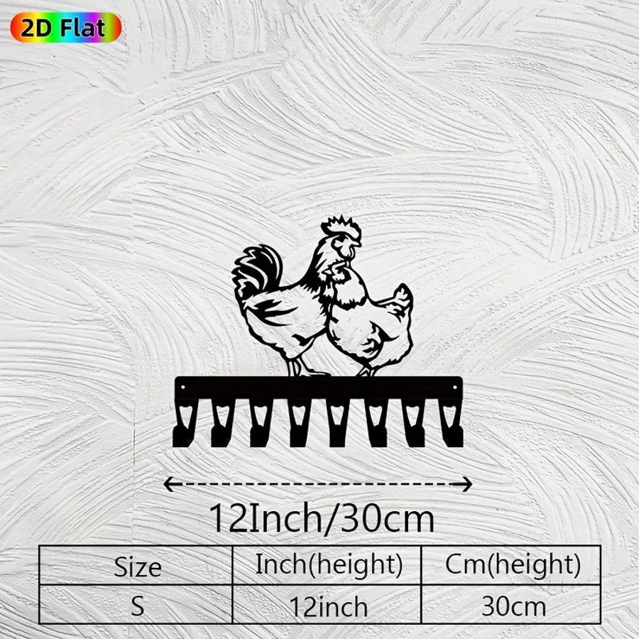 

Hand Forged Iron Rooster and Hen Key Holder Wall Decor 8 Hooks Farmhouse Entryway Rustic Chicken Wall Art Animal Lover Gift Vintage Country Home