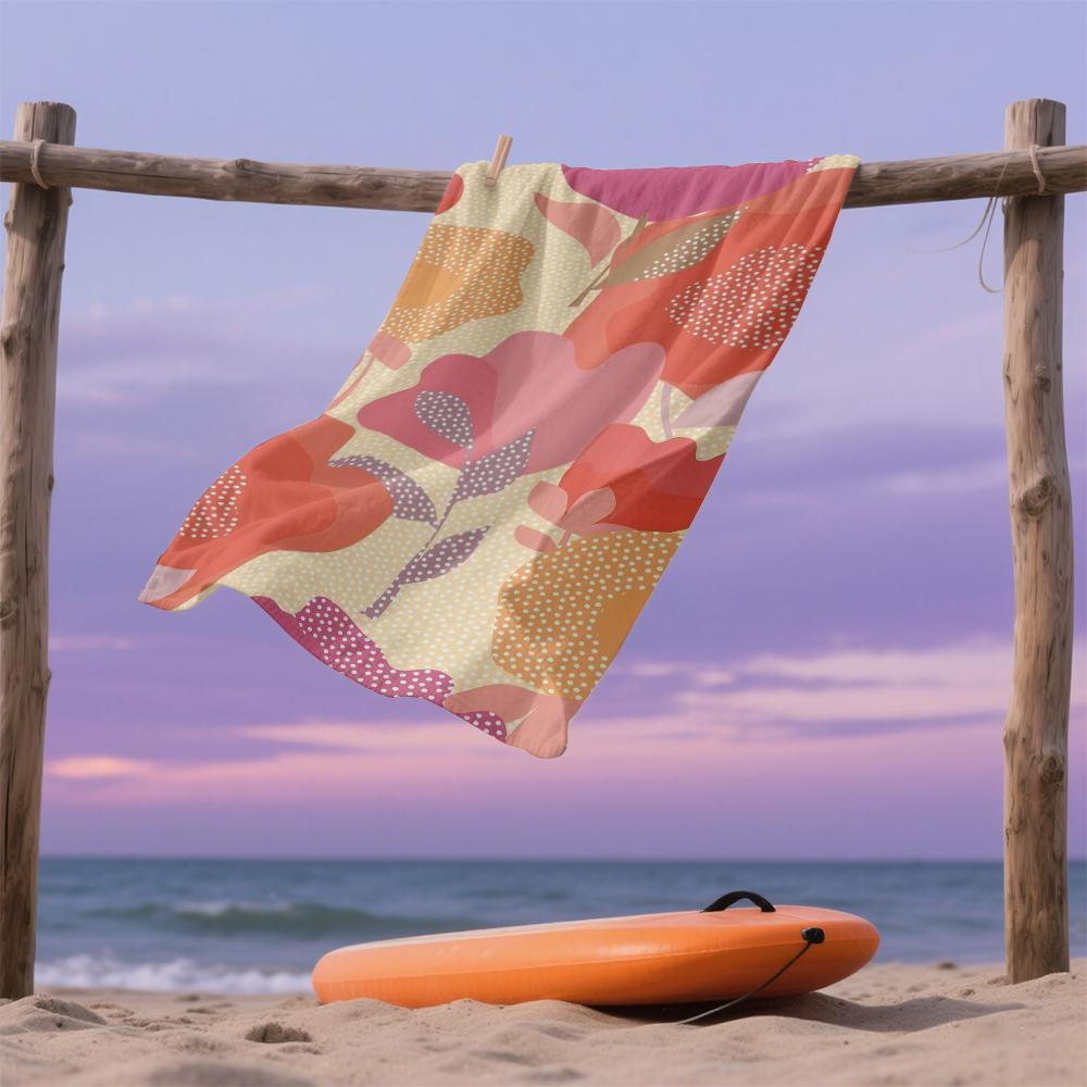 Pastel Floral Oversized Microfiber Beach Towel Sand Proof Quick Dry, Absorbent for Swimming Pool Travel Camping
