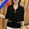 High-end zipper sweater women's long-sleeved autumn clothing women's new foreign style loose belly cover top casual versatile jumper