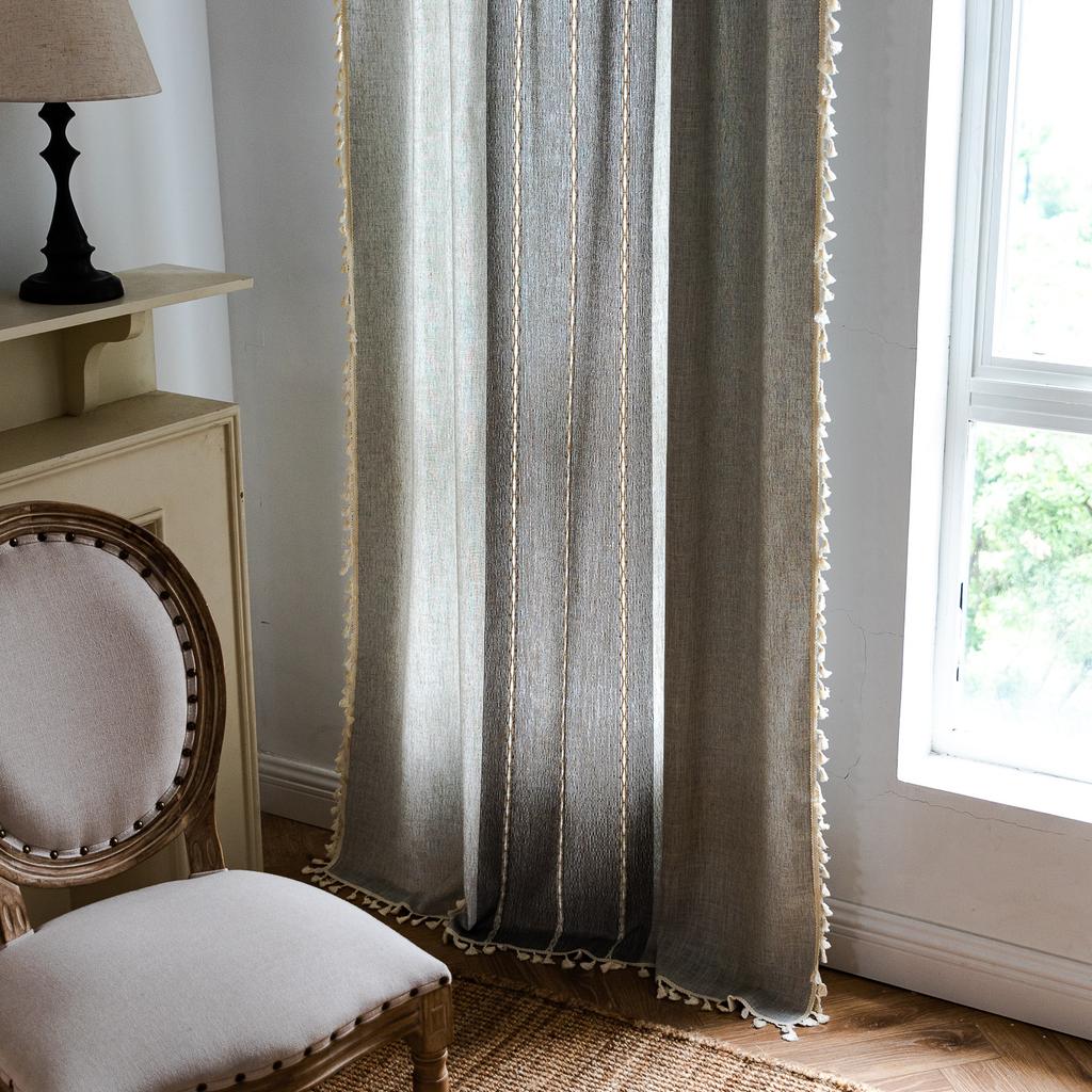 Jacquard Curtains Thickened Coffee-Colored Semi-Transparent Blackout Kitchen Curtains