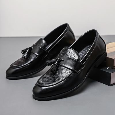 Plus Size 48 Men Business Dress Casual Fashion Elegant Formal Shoes Slip-on Evening Loafers Tassel Leather Shoes Wedding Shoes