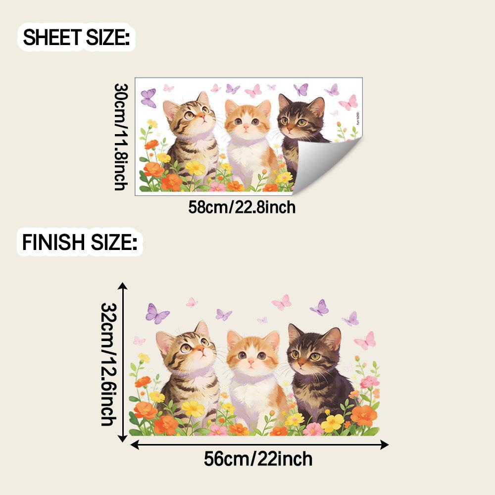

Three Cute Cat-shaped Stickers for Beautifying and Decorating The Glass Window of The Balcony At Butterfly Home.