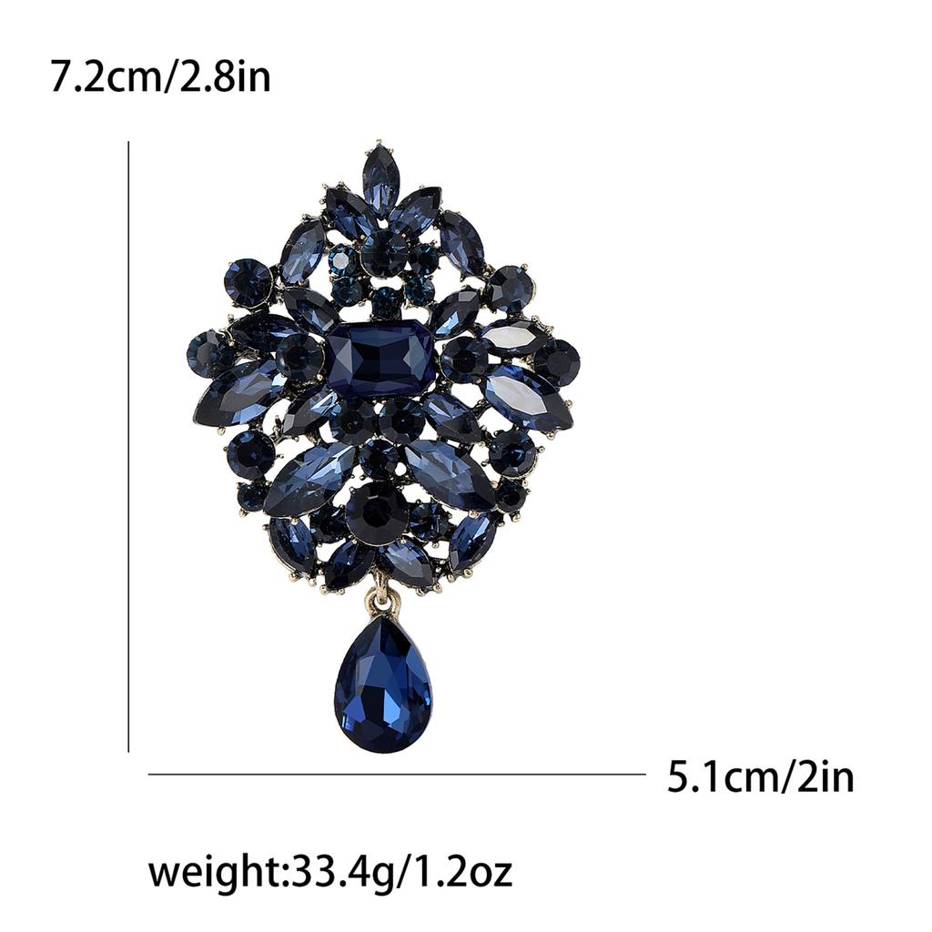 Fashion Crystal Glass Pendant Brooch Elegant Suit Accessories Brooch