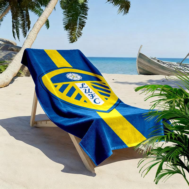Leeds United 2D Flat Print Beach Towel, Large Soft Quick Dry Towel for Beach Camping Swimming