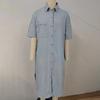 Denim Dress for Women Short Sleeve Jean Dress Button Down Lapel Shirt Dress Summer